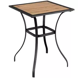 Alpulon Outdoor Dining Table 36.5" H X 28" W, Square Wood Top Steel Frame Black - Picture 1 of 4