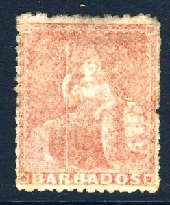 BARBADOS QV 1869 4d. Dull Vermilion No Wmk Rough Perf.15 SG 28 MINT - Picture 1 of 2