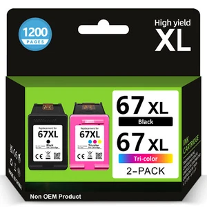 67 XL Ink Cartridge for HP 67XL Ink Envy 6000 6052 6458 6075e Deskjet 2720e 4155 - Picture 1 of 10