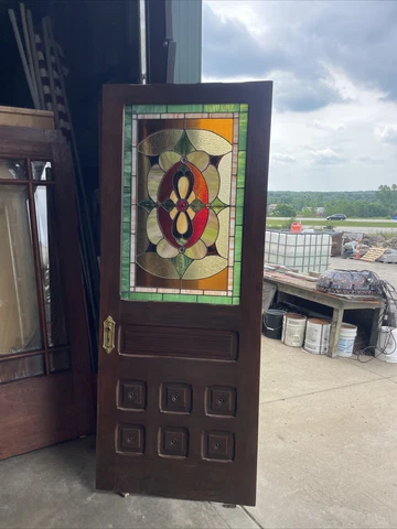 AN 721 Antique Refinished Stained glass entrance door 35 x 87.5 x 1 5/8 Cover