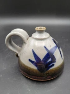 Studio Art Pottery Bud Vase Weed Pot  Signed Ritter (Randy) Michigan Blue Brown - Picture 1 of 5