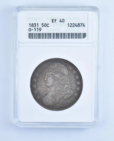 EF40 1831 Capped Bust Half Dollar - Graded ANACS *7337 Cover