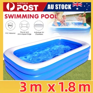 3Mx1.8M 3-Layer Children Kids Adult Inflatable Swimming Pool Family Above-Ground - Picture 1 of 15
