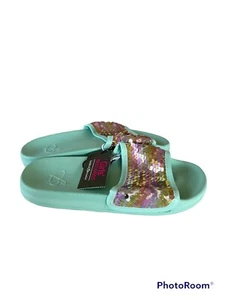 Bobbie Brooks Mädchen Größe Small 11/12 Pantoletten Sandalen türkis Pailletten - Bild 1 von 7