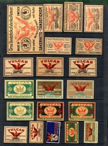 Matchbox Labels Made in SWEDEN Different Varieties of Vulcan Brand page 1. #990 - Picture 1 of 1