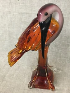 Lovely 9-1/2" Art Glass Bird Stork Water Fowl Heron - Picture 1 of 6