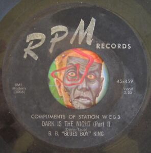 HEAR B.B. King 45 Dark Is the Night RPM 459 R&B blues promo WEBB BB