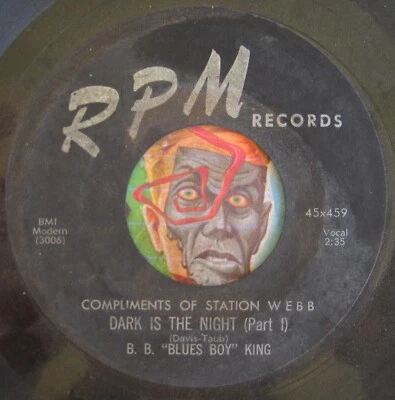 HEAR B.B. King 45 Dark Is the Night RPM 459 R&B blues promo WEBB BB - Image 1 of 2