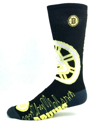 Boston Bruins Hockey Black & Neon Yellow City Skyline Crew Socks - Image 1 of 2