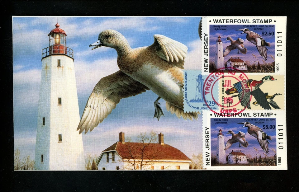 US FDC NJ New Jersey State Duck Stamp 1995 Widgeons Sandy Hook J Hautman #11/27 - Image 1 of 3