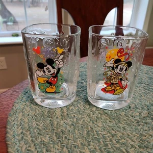 Walt Disney World Celebration McDonalds Mickey Year 2000 4 Drinking Glasses Mugs - Picture 1 of 12