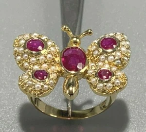 Rubin Ring Rubin & Perle 925er Silber Gr. 53 - Bild 1 von 10