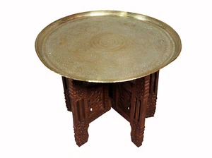 52 cm Ø orient Tisch Tablett teetisch Brass Tray Tea coffee table sidetable HH5 - Bild 1 von 12