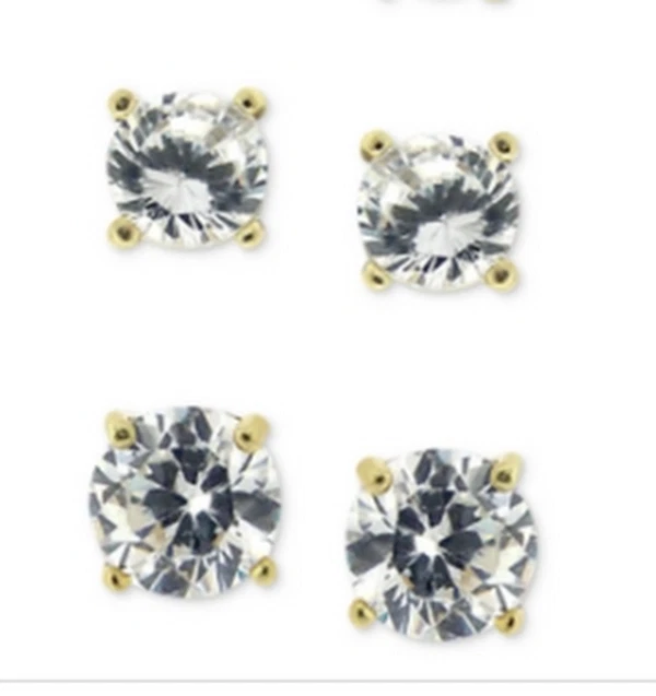 Giani Bernini 18k Gold Over Sterling Silver Cubic Zirconia 3 Stud Earrings