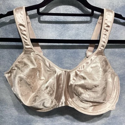 Bali Bra 36DD Beige Floral Knit Underwire Soft Cup - Image 1 of 4