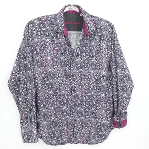 Robert Graham Shirt Mens M Purple Geometric Abrstract Preppy Flip Cuff Casual - Picture 1 of 12