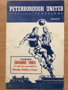 PETERBOROUGH v SWINDON 1955/56 FA CUP REPLAY PROGRAMME - Picture 1 of 3