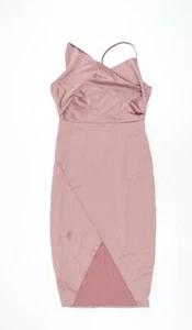 Missguided Womens Pink Polyester Bodycon Size 10 Cowl Neck Zip - Picture 1 of 10