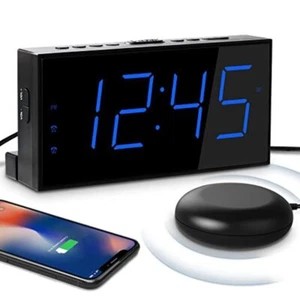 Meqool Loud Alarm Clock for Heavy Sleepers,Vibrating Alarm Clock for Hearing Imp - Picture 1 of 8