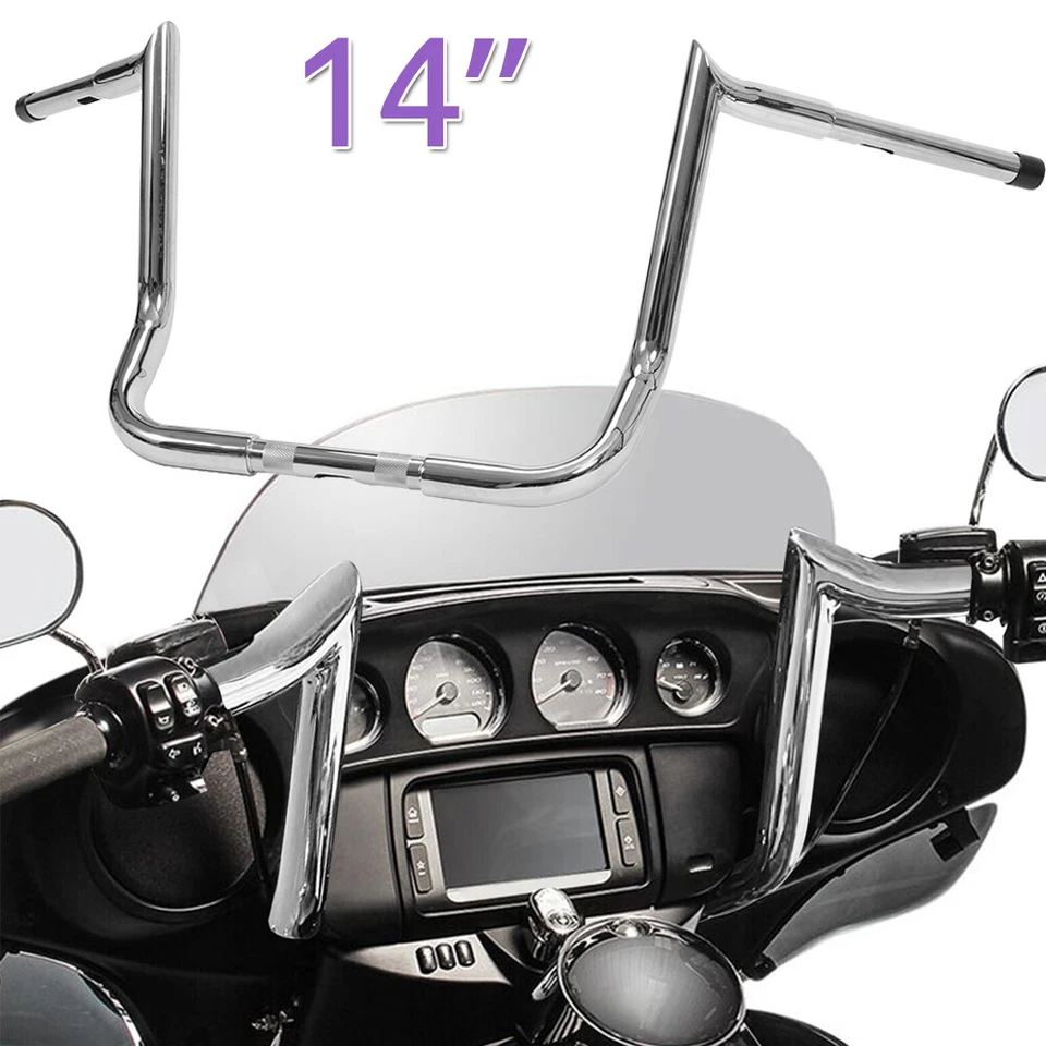 14" inch Rise Ape Hanager Bar Handlebar For Harley Electra Glide Street Glide Foto 1 de 4