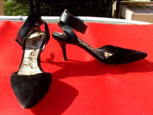 Sam Edelman Okala Black Suede Leather Ankle Strap Pumps Heels Sz 6 /6.5 M READ! - Picture 1 of 18