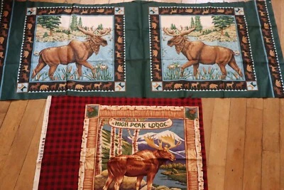 3 paneles de almohada tela-algodón-patrón de alce/alce Cranston Foto 1 de 4