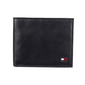 Tommy Hilfiger Herren Geldbörse schwarz Leder mit 6 Kreditkartenfächern und Umzug - Bild 1 von 4