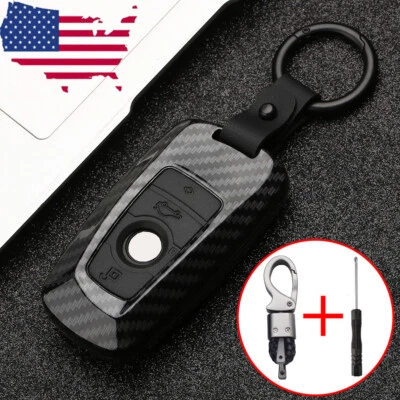 Car Remote Shell Key Cover Case Fob Carbon Fiber For BMW 1 3 4 5 7 Series - Image 1 of 4