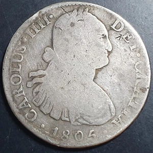 Mexico Spanish Colonial 8 Reales Carol Carolus IIII 1805 Mo TH Mexico City Mint - Picture 1 of 6