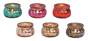 6 x XXL Teelichter Windlichter Antik Bunt Glas Vintage NEU Dekoration Geschenk - Bild 1 von 1