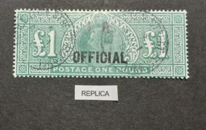 GB~1902/4~ EDVII~£1 Dull Blue Green~Forgery~Replica~cat £18K~SG-O27~I.R.Off - Picture 1 of 2