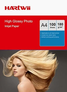 Hartwii 100 Sheets A4 180 Gsm High Glossy Photo Paper Inkjet Paper Printing AU - Picture 1 of 7