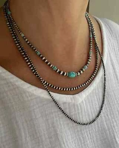 Blue-Green Kingman Turquoise & Sterling Silver Necklace | Southwestern Elegance - Picture 1 of 8