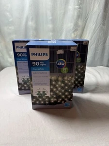 CHRISTMAS LIGHTS (3) Three boxes Philips LED , 90 Net Lights, COOL WHITE 4x4 - Picture 1 of 12
