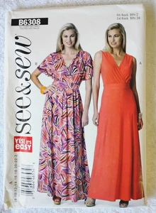 See & Sew Motivo B6308 Tg 8-24 - Maxi abito facile - NON TAGLIATO - Foto 1 di 3