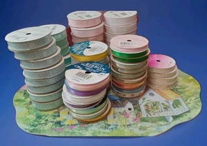 Lot of 59 New Rolls Ribbon Spools By OFFRAY,MOREX,5/8",3/8",1/4",assort. Colors - Picture 1 of 22