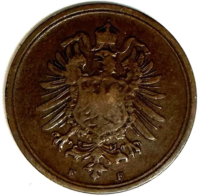 1875 F Deutsches Reich 1 Pfennig Germany German Empire Coin Nice Condition - Image 1 of 2