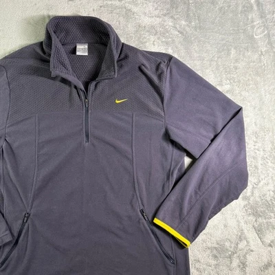 De Colección Nike Pullover Chaqueta Polar Para Hombres XL Gris Amarillo Cuarto Bolsillos con Cremallera Foto 1 de 4