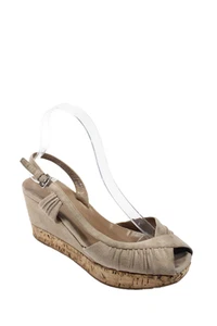 Prada Womens Suede Peep Toe D'Orsay Wedges Brown Size 7 - Picture 1 of 5