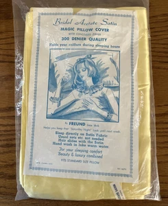 Federa / copricuscino magico vintage Freund Standard da sposa in raso - giallo - Foto 1 di 3
