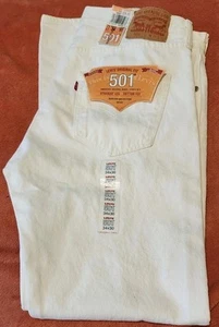 Levis 501 Original Fit Jeans Straight Leg Button Fly 100% Baumwolle 34x30 WEISS - Bild 1 von 4