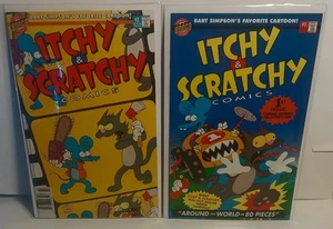 Bongo Comics - ITCHY & SCRATCHY Issues #1 & #2 - The Simpsons High Grade!! CB4 - Picture 1 of 5