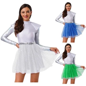 Costume da astronauta donna uniforme Halloween lucido vestito sexy night club - Foto 1 di 51