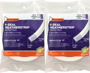 Frost King V Seal Weatherstrip Nastro Bianco 7/8 in Pollici x 17 Piedi Ft LOTTO di 2Pk - Foto 1 di 5