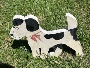 Vintage Primitive Folk Art Painted Wood Dog Old Yard Garden Decor - Picture 1 of 3