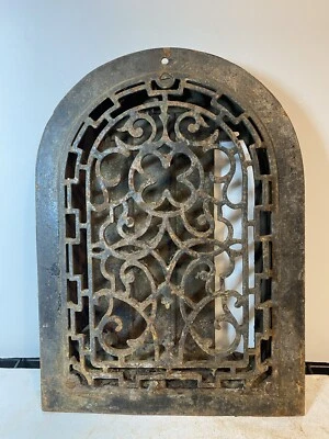 Antiguo CIR T 8”x12” Apertura Áspera Hierro Fundido Catedral Registro Rejilla Ventilación Foto 1 de 4