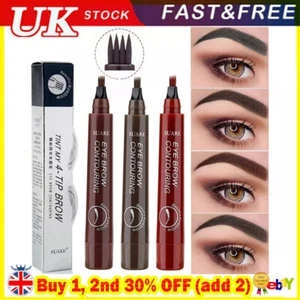 Microblading Tattoo Eyebrow 3D Liquid Ink Pen Waterproof 4 Fork Pencil Brow UK - Picture 1 of 13