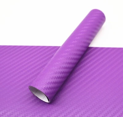 (2) Hojas de vinilo de fibra de carbono púrpura de 11" x 5" corte en U alrededor de emblemas de pajarita de coche Foto 1 de 4