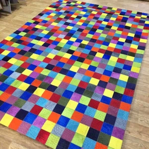 Patchwork cubed cowhide Rivoli rugs in multi coloured leather 200x300cm - Picture 1 of 4