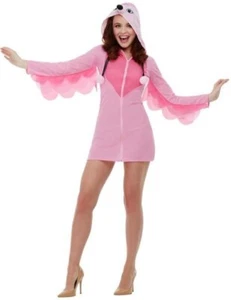 Ladies Pink Flamingo Hooded Fancy Dress Costume - Picture 1 of 1